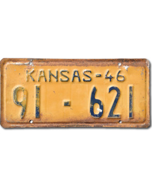 Tablica rejestracyjna USA Kansas 1946 Yellow 91-621