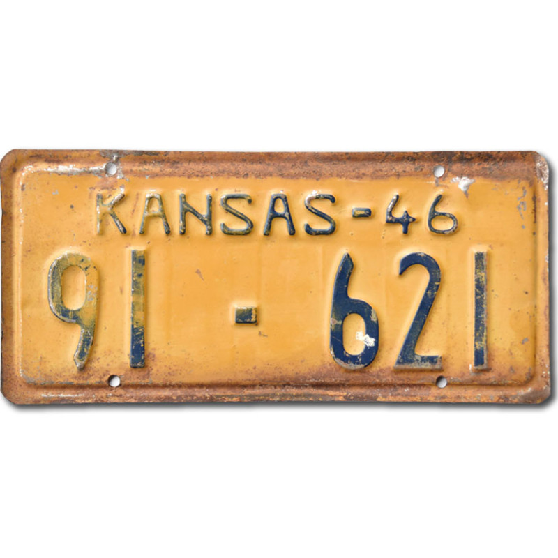 Tablica rejestracyjna USA Kansas 1946 Yellow 91-621