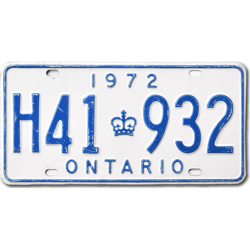 Kanadyjska tablica rejestracyjna Ontario 1972 White H41 932