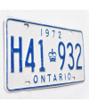 Kanadyjska tablica rejestracyjna Ontario 1972 White H41 932