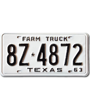 Tablica rejestracyjna USA Texas 1963 Farm Truck 8Z-4872