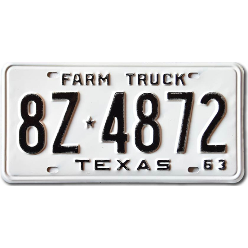 Tablica rejestracyjna USA Texas 1963 Farm Truck 8Z-4872