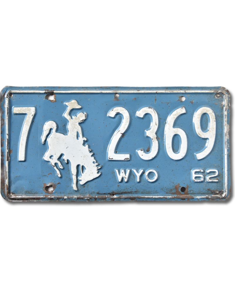 Tablica rejestracyjna USA Wyoming Bronco 1962 Blue 7-2369