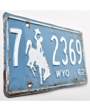 Tablica rejestracyjna USA Wyoming Bronco 1962 Blue 7-2369