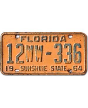 Tablica rejestracyjna USA Florida 1964 Orange 12WW-336