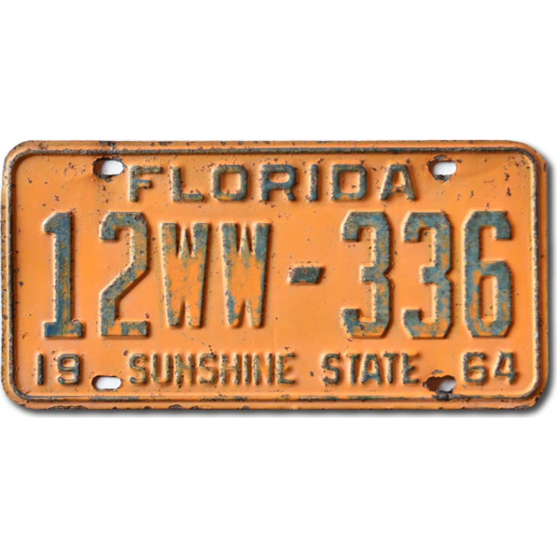 Tablica rejestracyjna USA Florida 1964 Orange 12WW-336
