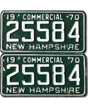 Tablica rejestracyjna USA New Hampshire 1970 Commercial 25584 para