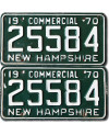Tablica rejestracyjna USA New Hampshire 1970 Commercial 25584 para