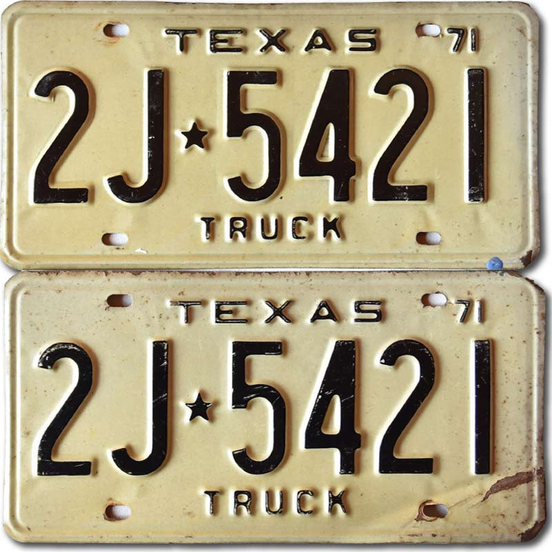Tablica rejestracyjna USA Texas 1971 Truck 2J-5421 para
