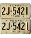 Tablica rejestracyjna USA Texas 1971 Truck 2J-5421 para