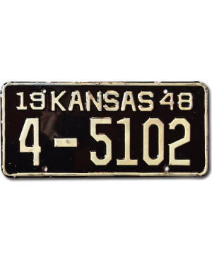 Tablica rejestracyjna USA Kansas 1948 Black 4-5102