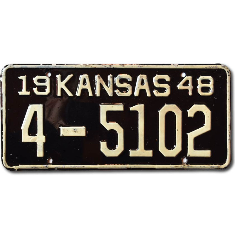 Tablica rejestracyjna USA Kansas 1948 Black 4-5102