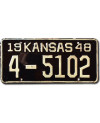 Tablica rejestracyjna USA Kansas 1948 Black 4-5102