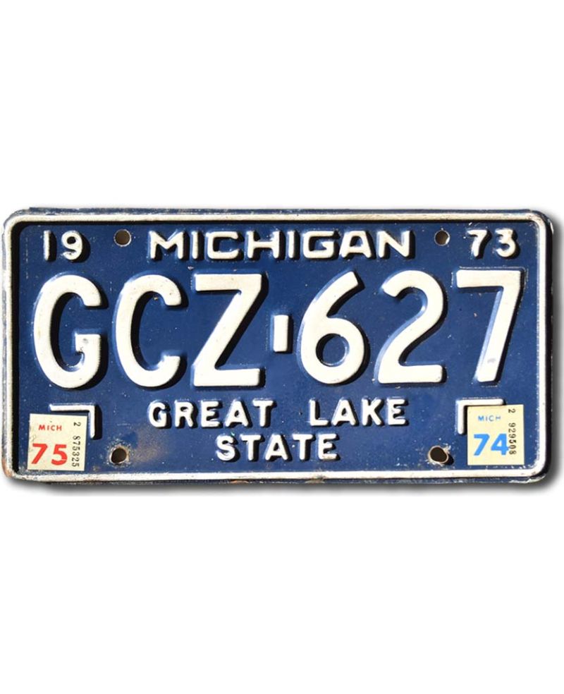 Tablica rejestracyjna USA Michigan 1973 Blue GCZ-627