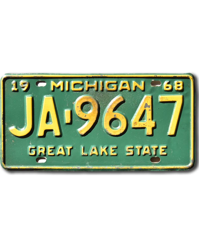Americká SPZ Michigan 1968 Green Great Lake JA-9647