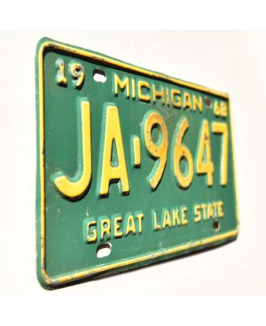 Tablica rejestracyjna USA Michigan 1968 Green Great Lake JA-9647