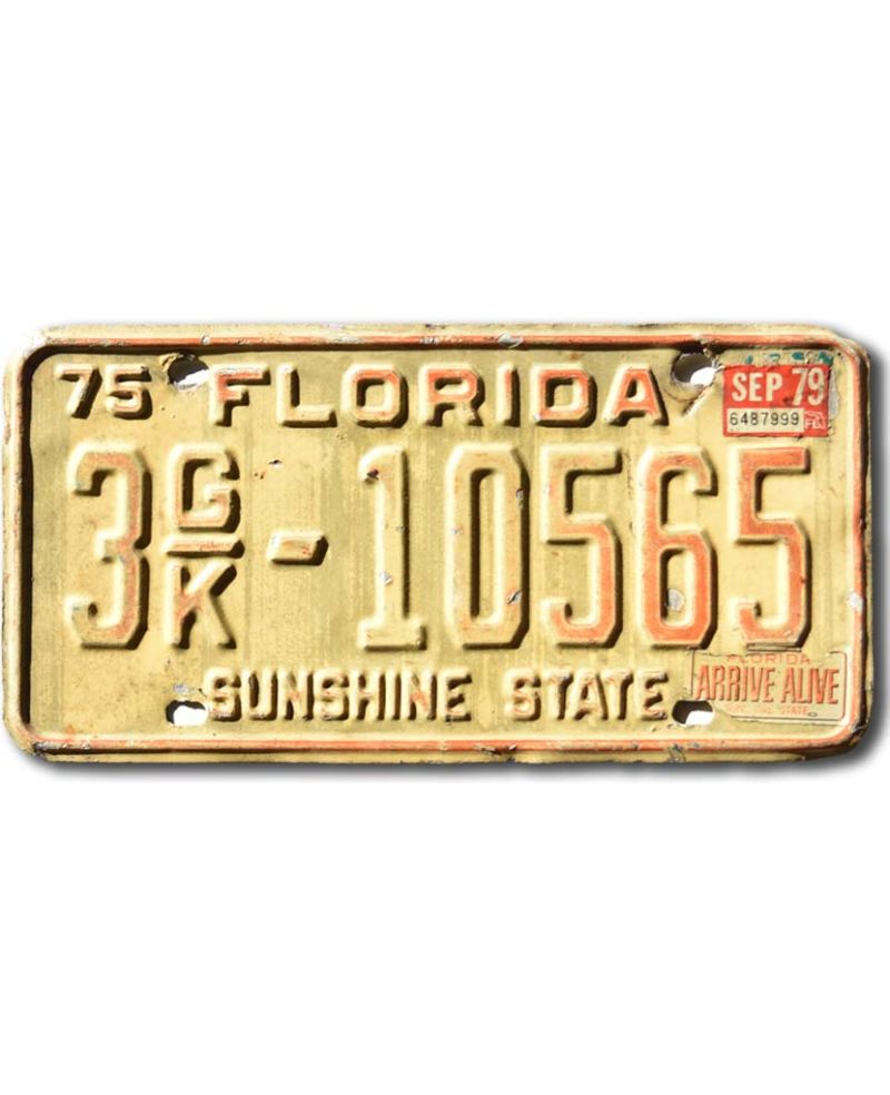 Tablica rejestracyjna USA Florida 1975 Arrive Alive 3GK-10565