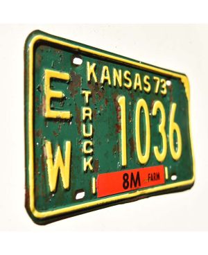 Tablica rejestracyjna USA Kansas 1973 Green Truck EW 1036