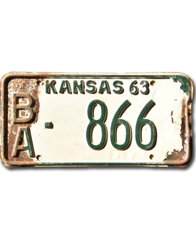Tablica rejestracyjna USA Kansas 1963 White BA-866
