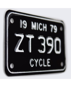 Motocyklowa Tablica Rejestracyjna USA Michigan 1979 Black ZT 390