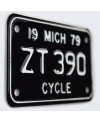 Motocyklowa Tablica Rejestracyjna USA Michigan 1979 Black ZT 390