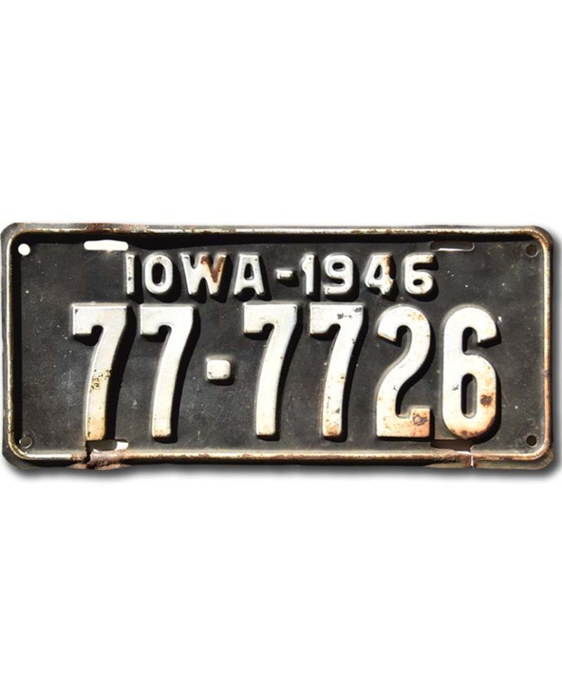 Tablica rejestracyjna USA Iowa 1946 Black 77-7726