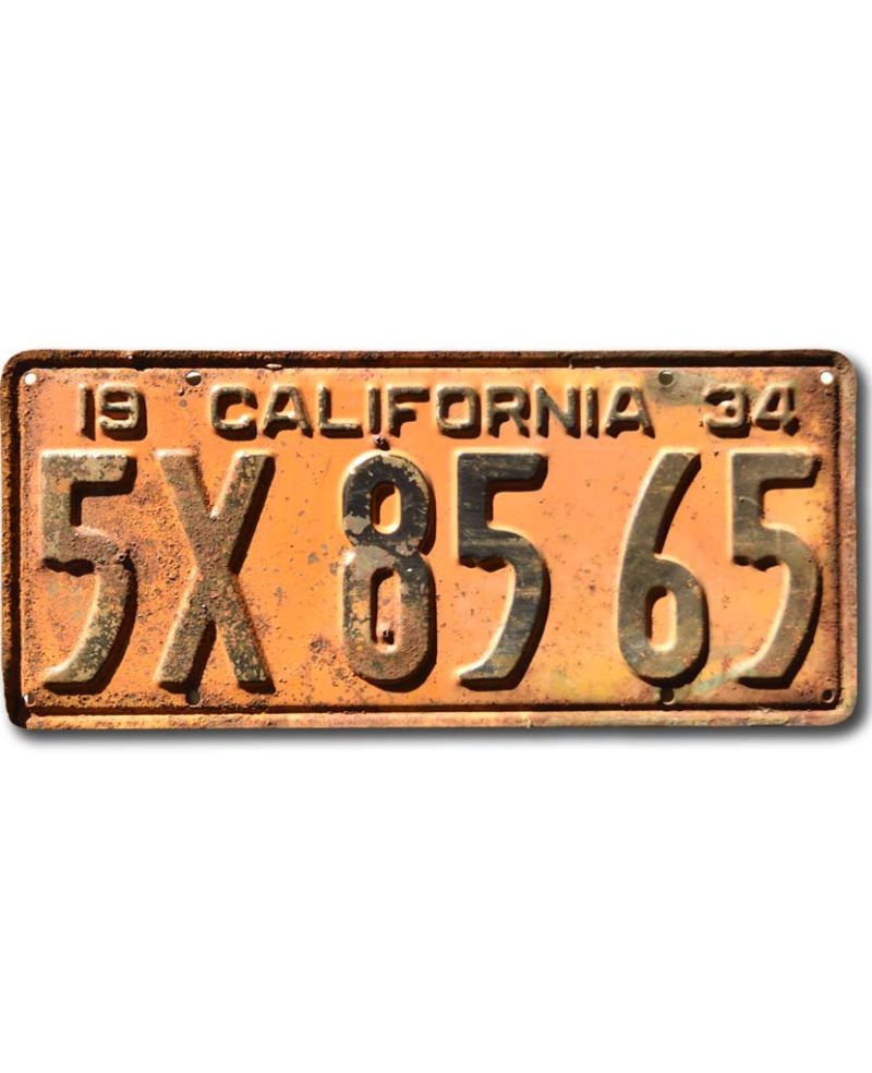 Tablica rejestracyjna USA California 1934 Yellow 5X 8565