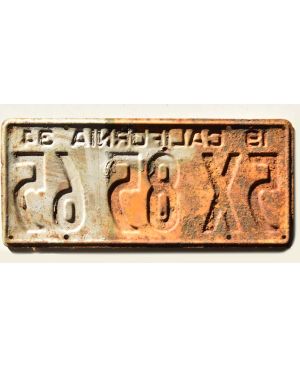 Tablica rejestracyjna USA California 1934 Yellow 5X 8565