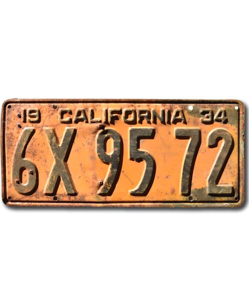 Tablica rejestracyjna USA California 1934 Yellow 6X 9572