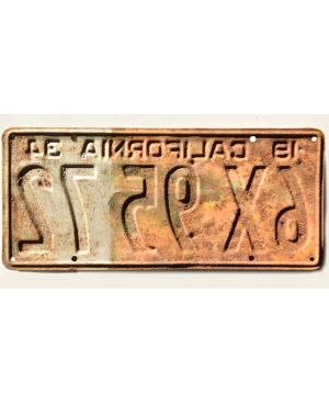 Tablica rejestracyjna USA California 1934 Yellow 6X 9572