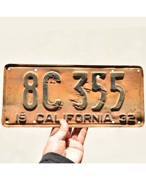 Tablica rejestracyjna USA California 1932 Yellow 8C 355
