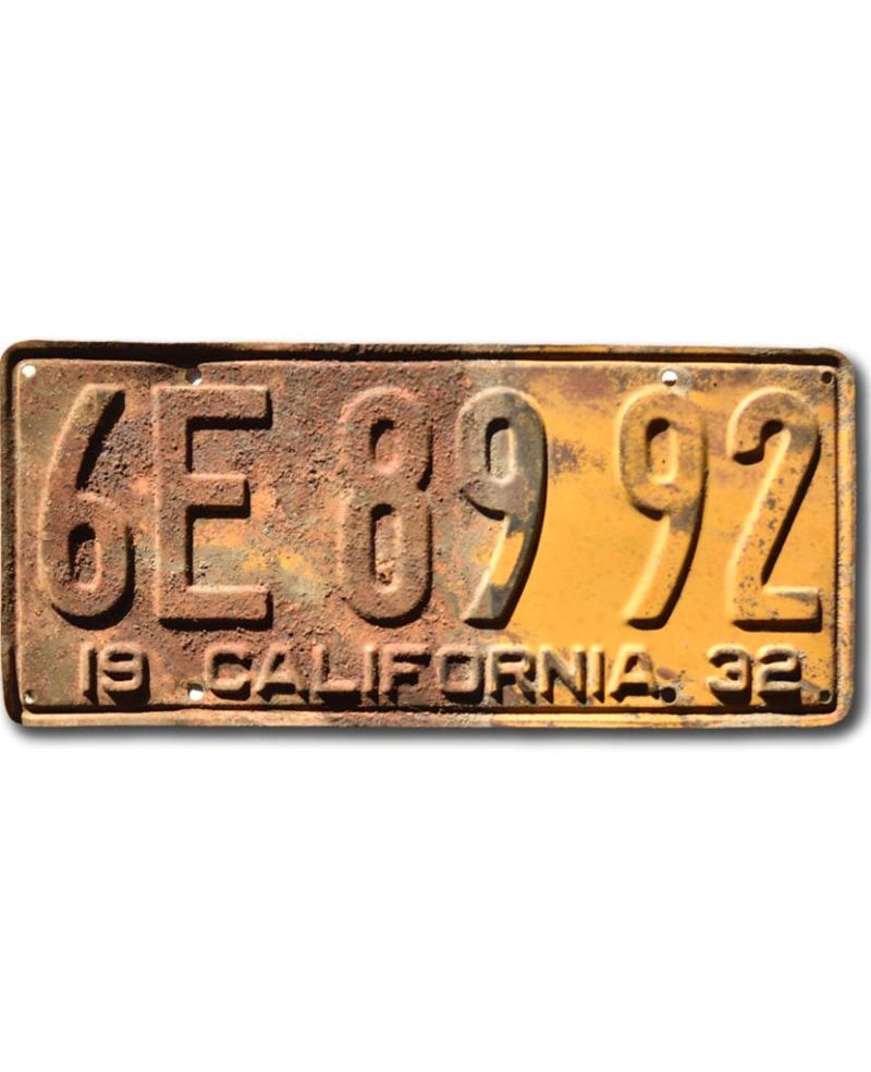 Americká SPZ California 1932 Yellow 6E 8992