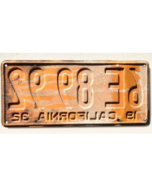 Tablica rejestracyjna USA California 1932 Yellow 6E 8992