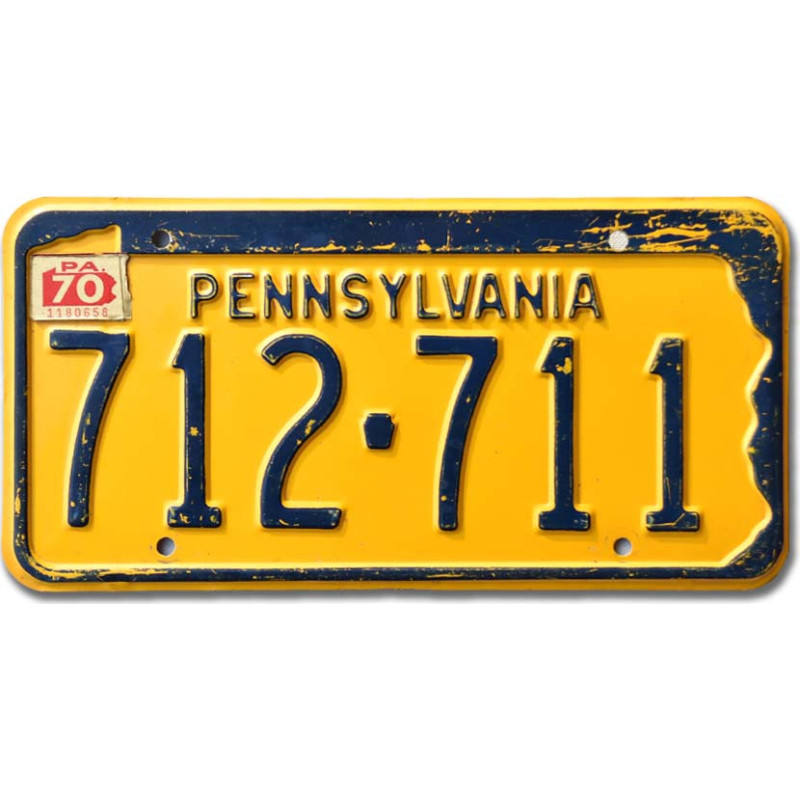 Tablica rejestracyjna USA Pennsylvania 1970 Yellow 712-711