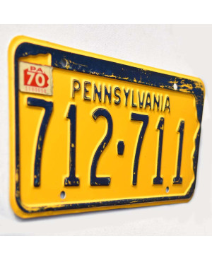 Tablica rejestracyjna USA Pennsylvania 1970 Yellow 712-711