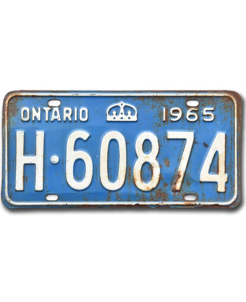 Kanadyjska tablica rejestracyjna Ontario 1965 Blue H-60874