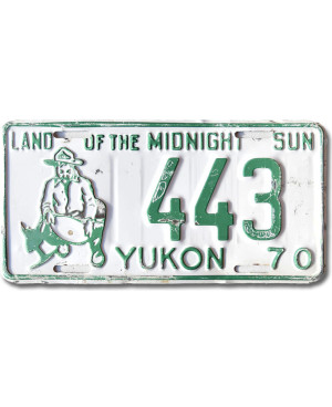 Kanadyjska tablica rejestracyjna Yukon 1970 Midnight Sun 443