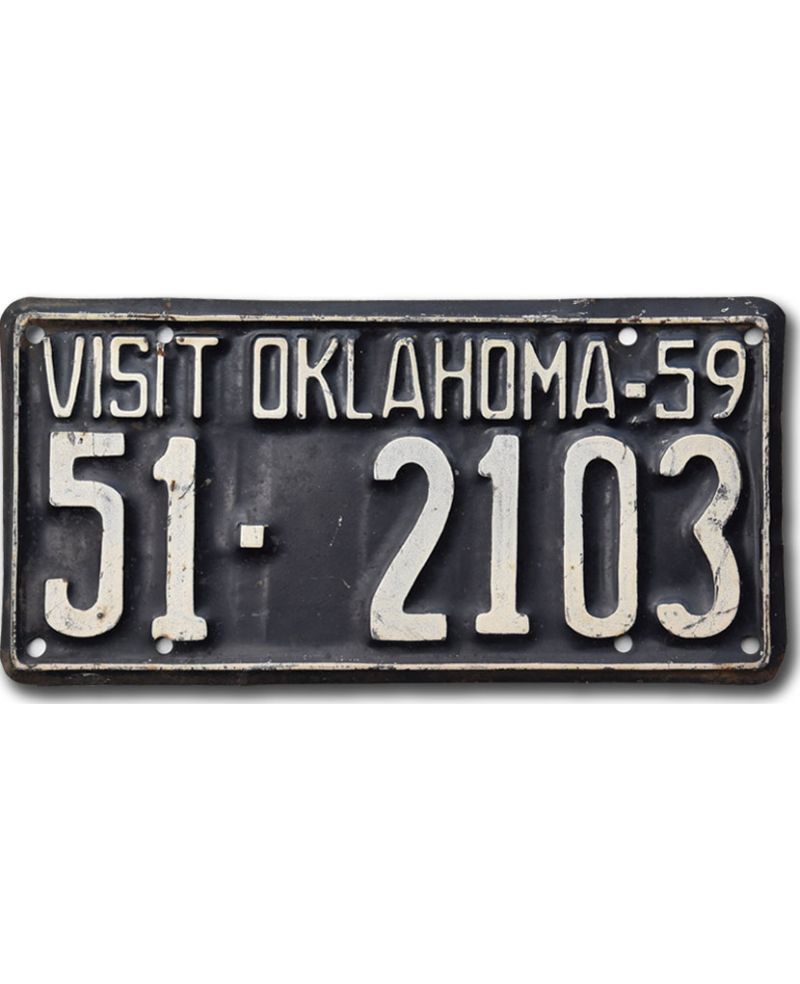 Tablica rejestracyjna USA Oklahoma Visit 1959 Black 51-2103