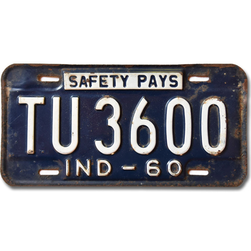 Tablica rejestracyjna USA Indiana 1960 Safety Pays TU 3600