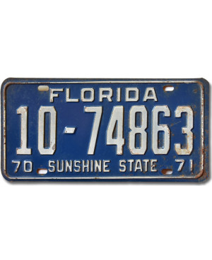 Tablica rejestracyjna USA Florida 1970 Sunshine State 10-74863
