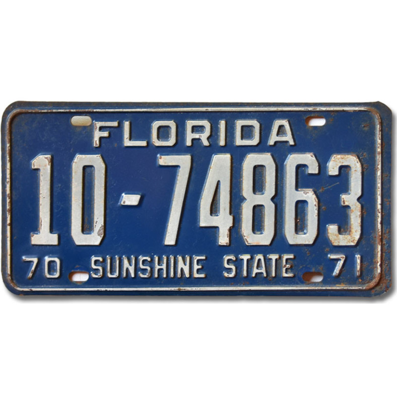 Tablica rejestracyjna USA Florida 1970 Sunshine State 10-74863