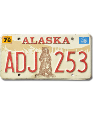 Tablica rejestracyjna USA Alaska 1976 Grizzly Bear ADJ 253