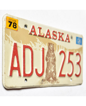 Tablica rejestracyjna USA Alaska 1976 Grizzly Bear ADJ 253