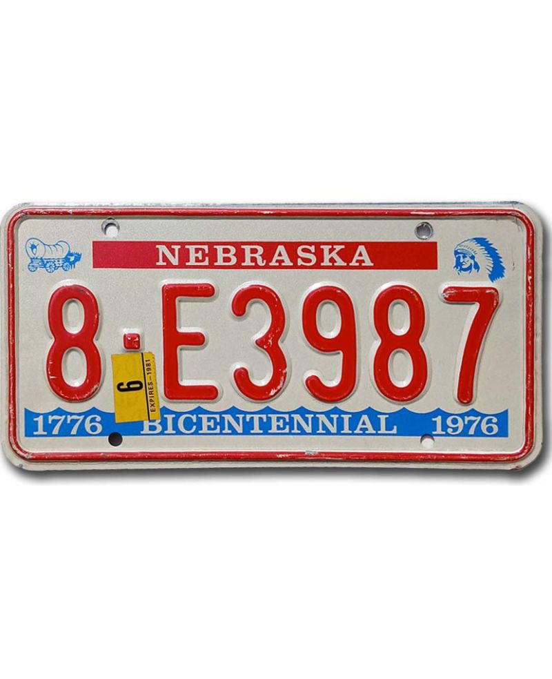 Tablica rejestracyjna USA Nebraska Bicentennial 8-E3987