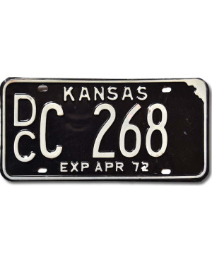 Tablica rejestracyjna USA Kansas 1972 Black DCC 268