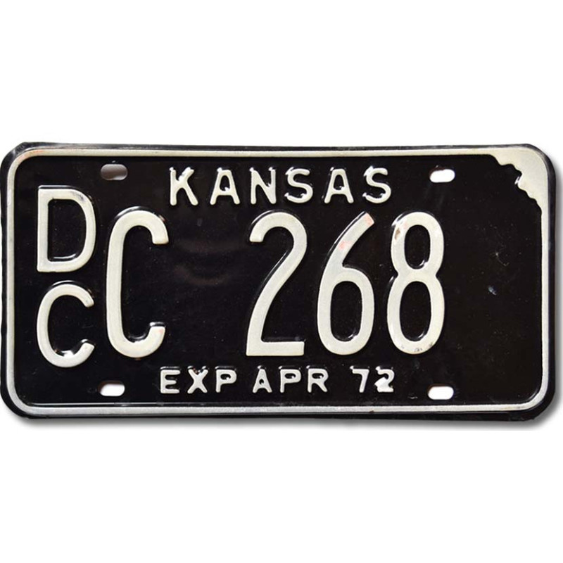 Tablica rejestracyjna USA Kansas 1972 Black DCC 268