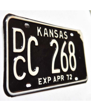 Tablica rejestracyjna USA Kansas 1972 Black DCC 268