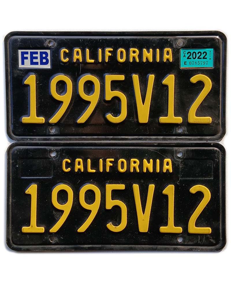 Tablica rejestracyjna USA California Black 1995V12 para