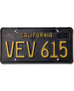 Tablica rejestracyjna USA California 1963 Black VEV 615