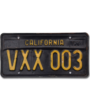 Tablica rejestracyjna USA California 1963 Black VXX 003